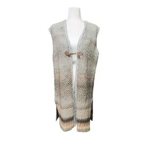 NEW Simply Noelle Knit Vest Long Open Women's Cardigan NWT Cream Ombre Size L XL